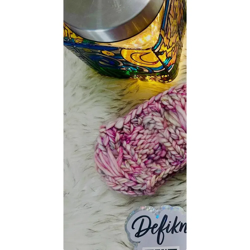 Hand Knit Pink Merino Wool Headband: Lake Erie Headband